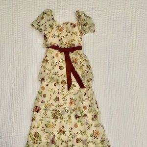 Vintage floral boho tiered empire-waist dress